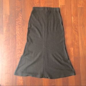 Heathered brown merino wool maxi skirt